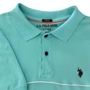 US Polo Assn. Blue White Color Block Polo Shirt Size XL